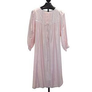Barbizon Vintage Night Gown and Robe Set Pale Pink Satin Dainty Lace Trim Small